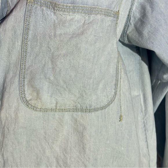 Madewell women fade blue cotton distress top long sleeve button front Sz Small - Picture 6 of 15